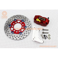 Диск гальмівний Honda ZX AF-35 + супорт + кріплення ЧЕРВОНИЙ TUNING