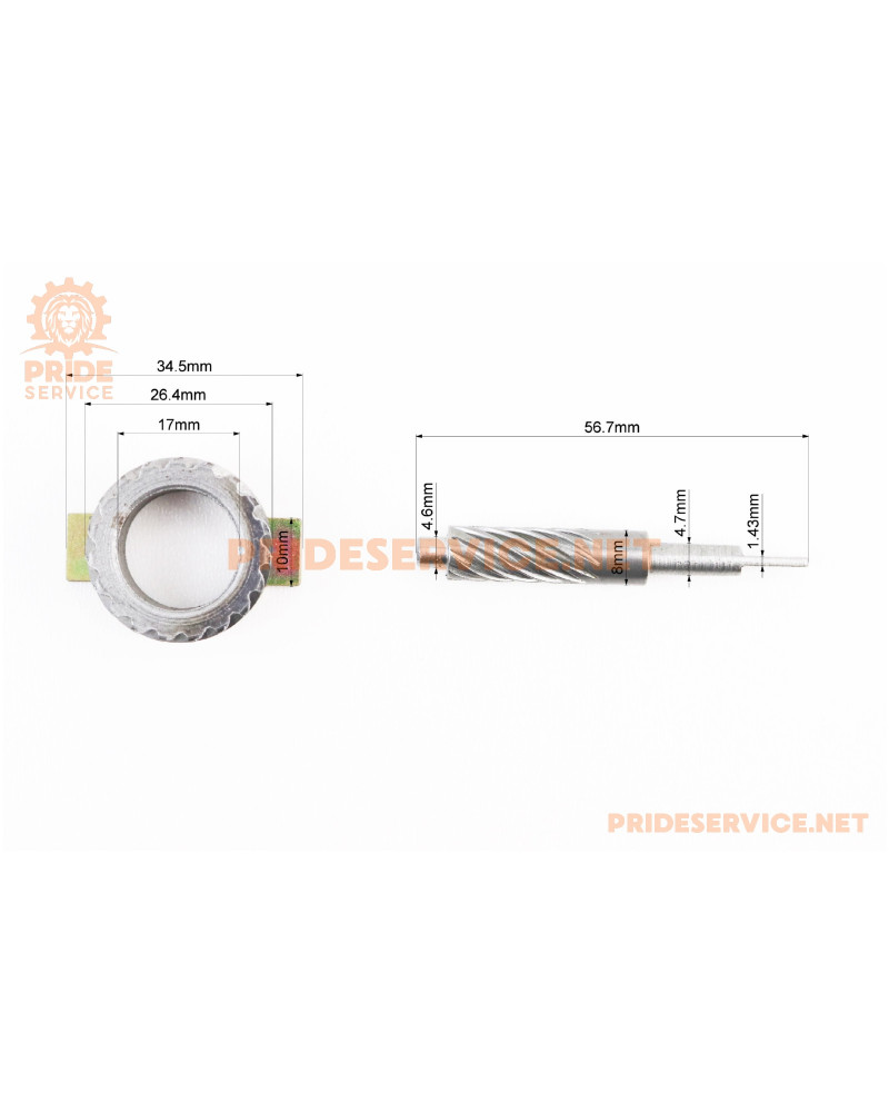 Шестерня спідометру (метал) + черв'як Honda DIO, тип 2
