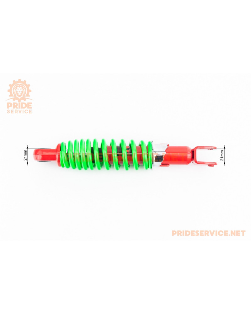 Амортизатор задній GY6/Yamaha-265мм*D-51мм (втулка 10мм / вилка 8мм) регул., червоно-салатовий