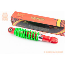 Амортизатор задній GY6/Yamaha-265мм*D-51мм (втулка 10мм / вилка 8мм) регул., червоно-салатовий