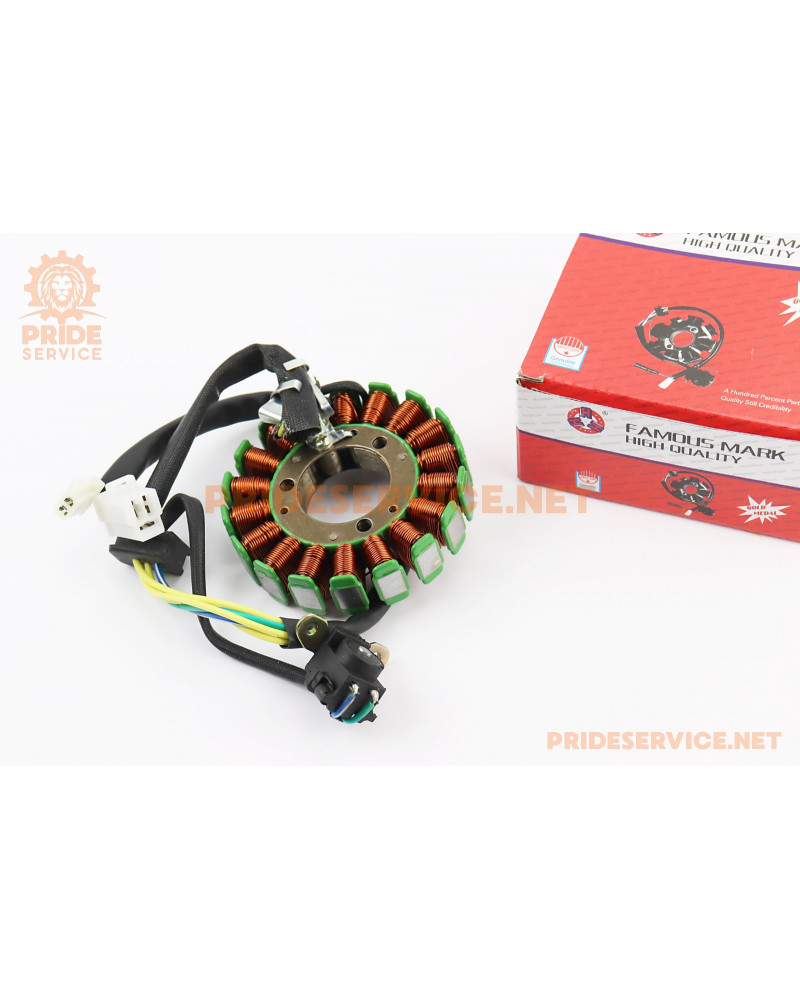 Статор магнето (генератора) Yamaha MAJESTY 250 (18 котушок роз'єм "мама/мама 3+2") тип 2