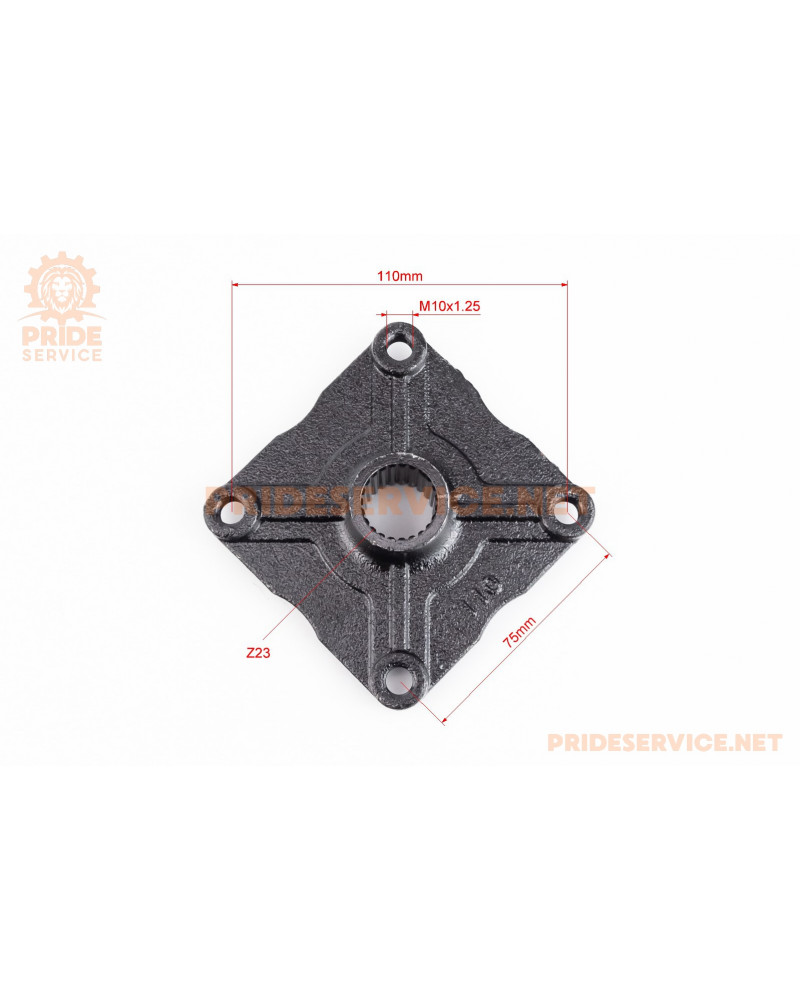 Ступиця колеса зі шліцями для осі 24мм під 4 болти, чорна