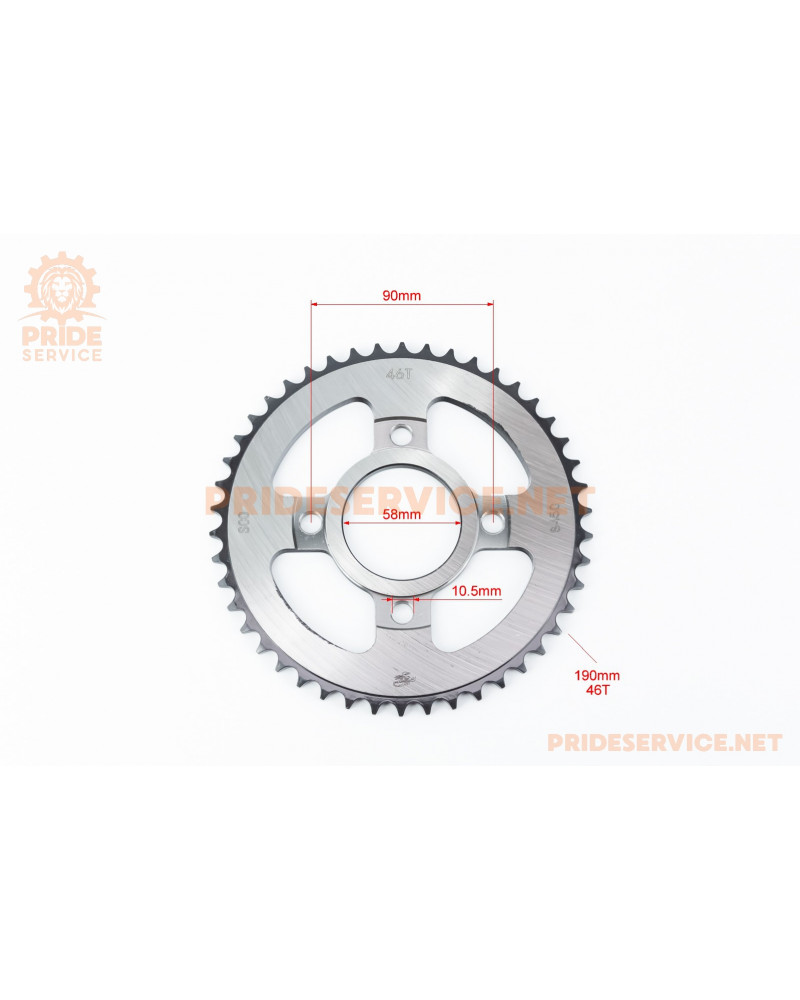 Зірка задня WY125-428-46Т-d-58; 4отв.*90мм "гартована" (ZS125J спиці)