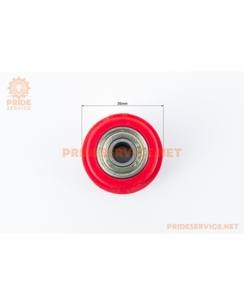 Ролик натягувача ланцюга приводного універсальний d-10мм, D-36мм, L-35, червоний