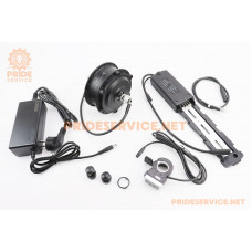 ЕЛЕКТРО-мотор переднього колеса 36V-500W, під Disk-brake, кріпл. гайка+контролер, ручка газу, зарядний пристрій (електровелосипед)