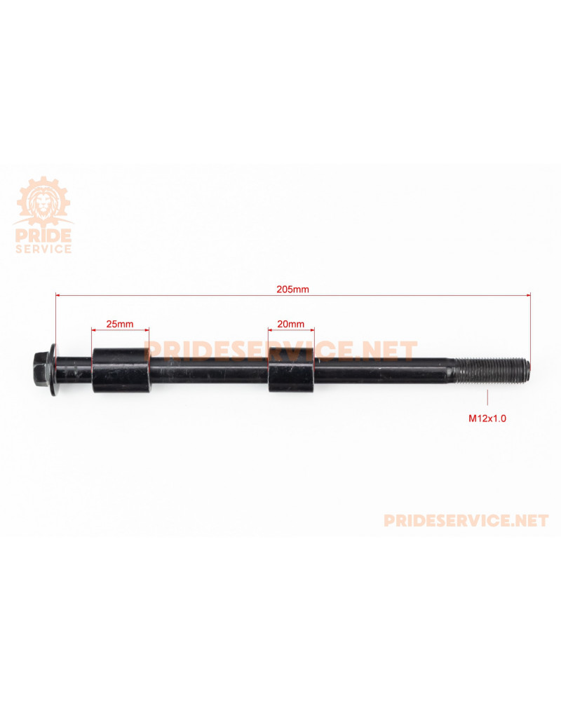 Вісь переднього колеса 12х205мм, чорна E-BIKE MAX