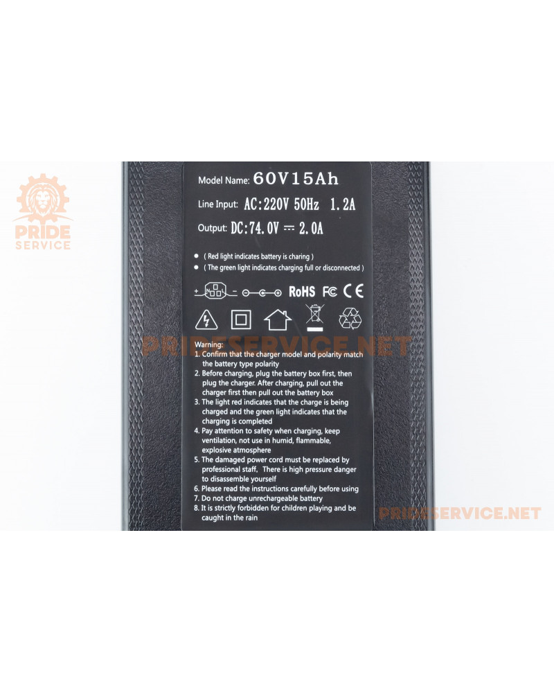 Зарядний пристрій 60V 15Ah-2.0А (штекер T-type C15) з охолодженням, E-BIKE