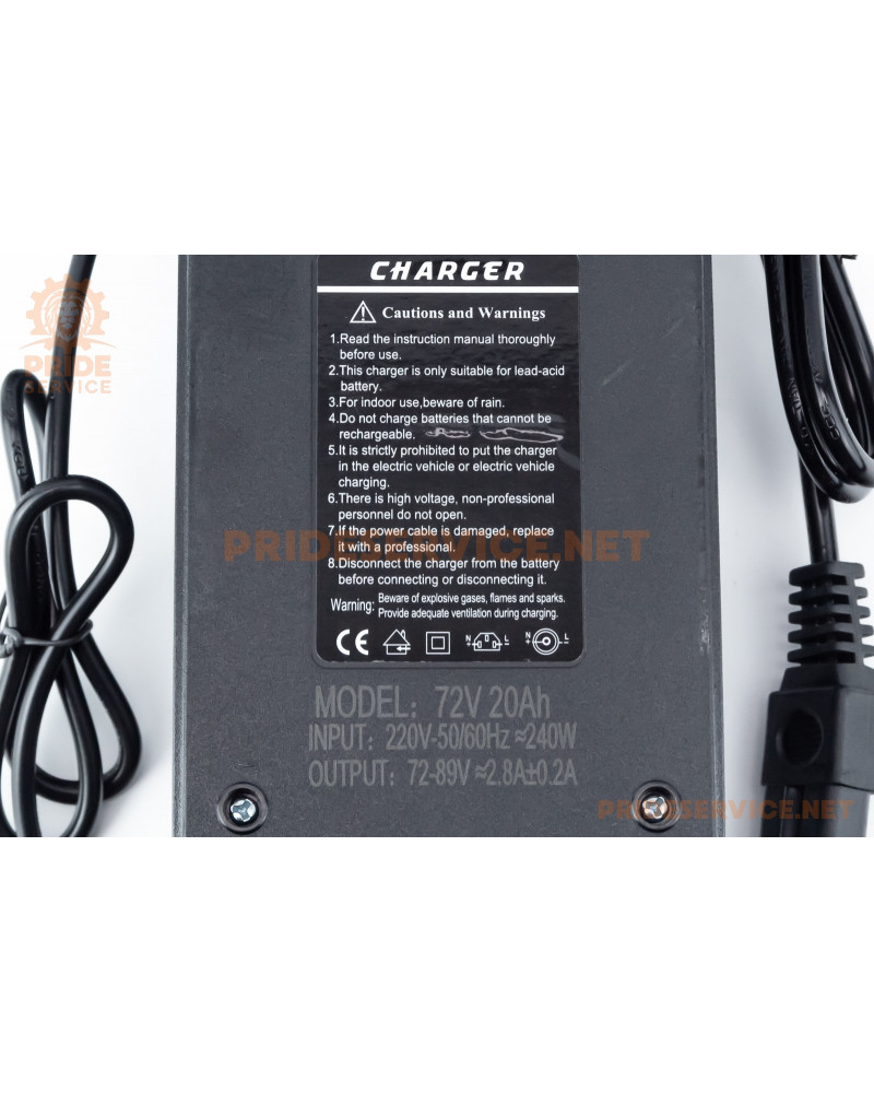 Зарядний пристрій 72V 20Ah-2.8А (штекер T-type C15) з охолодженням, "CHARGER" E-BIKE