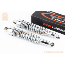 Амортизатор задній JH/CB/CG-345мм*d58мм (втулка 12мм / втулка 10мм) зі склянкою регул., хром к-кт 2шт